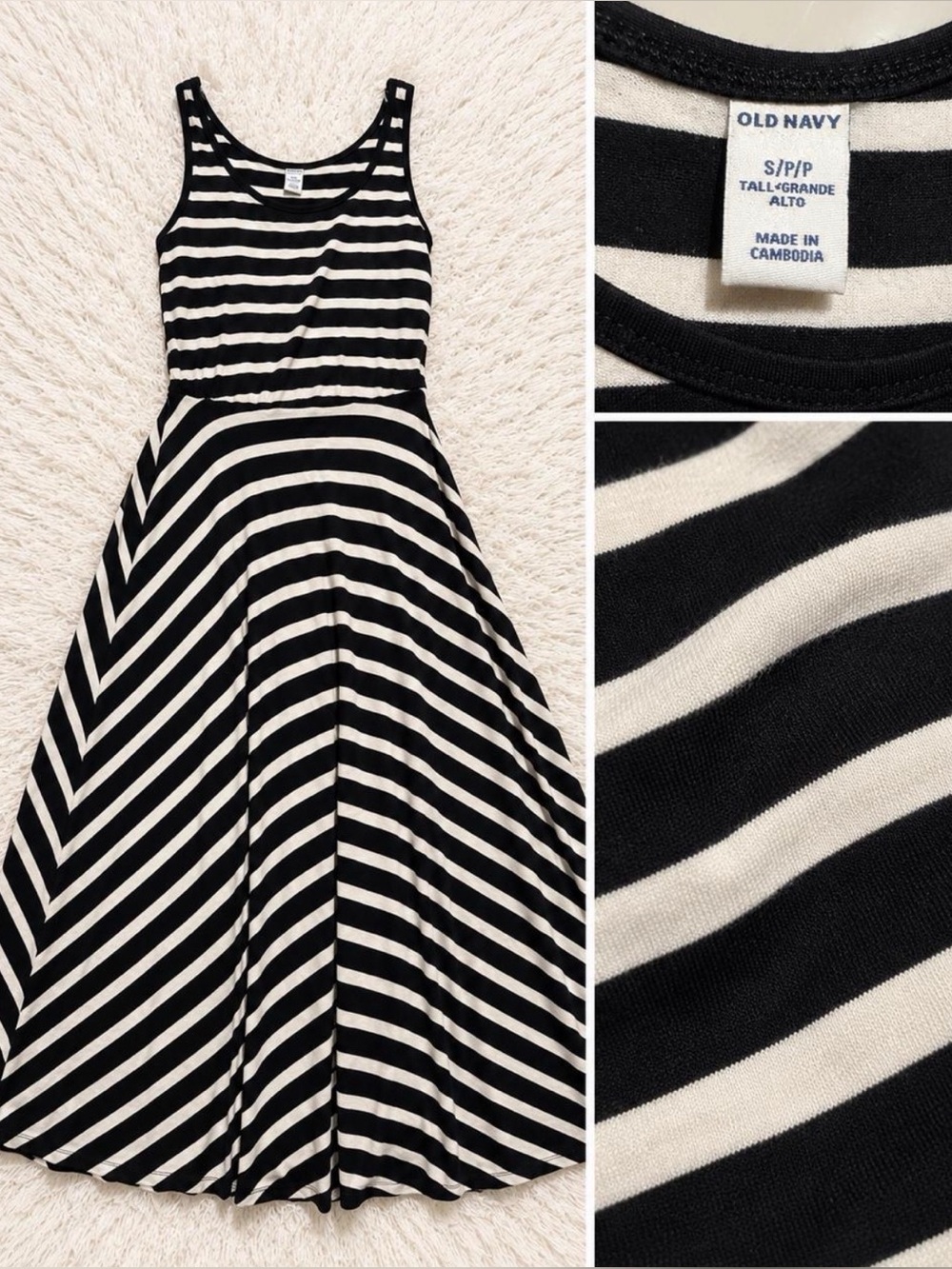 Old Navy Black & White Striped Tank Dress for Women Small S